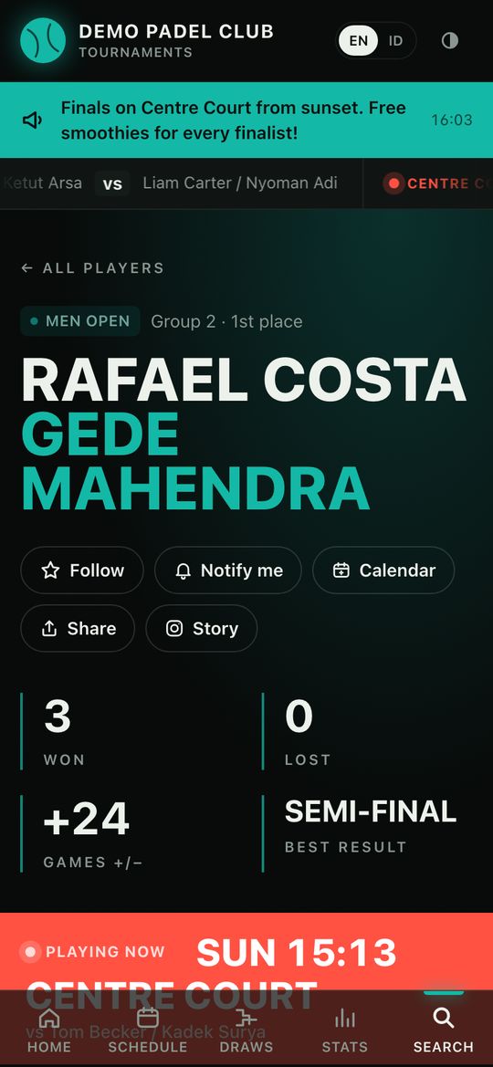 The same pair's page on a phone